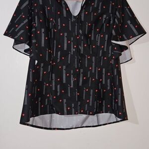 Black and Red Patterned Women's Top